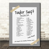 Taylor Swift - Concert Setlist Gig Poster Print Canvas Grey Tape - Wembley London England - Aug 20 2024