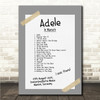 Adele - Concert Setlist Poster Print Canvas Grey Tape - Sonderfreifläche Messe - Aug 24th 2024
