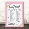 Taylor Swift - Concert Setlist Gig Poster Print Canvas Pink Doodle - Wembley London England - Aug 20 2024