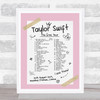 Taylor Swift - Concert Setlist Gig Poster Print Canvas Pink Doodle - Wembley London England - Aug 20 2024