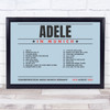 Adele - Concert Setlist Poster Print Canvas Blue Landscape - Sonderfreifläche Messe - Aug 24th 2024