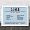 Adele - Concert Setlist Poster Print Canvas Blue Landscape - Sonderfreifläche Messe - Aug 24th 2024
