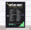 Taylor Swift - Concert Setlist Gig Poster Print Canvas Black Green - Wembley London England - Aug 20 2024