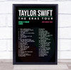 Taylor Swift - Concert Setlist Gig Poster Print Canvas Black - Wembley London England - Aug 20 2024