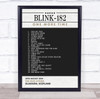 Blink-182 - Concert Setlist Gig Poster Print Canvas Black Grey - The OVO Hydro Glasgow Scotland - Aug 30th 2024