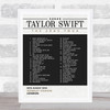Taylor Swift - Concert Setlist Gig Poster Print Canvas Black Grey - Wembley London England - Aug 20 2024