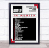 Adele - Concert Setlist Poster Print Canvas Grey Red - Sonderfreifläche Messe - Aug 24th 2024