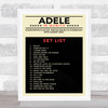 Adele - Concert Setlist Poster Print Canvas Mustard Black - Sonderfreifläche Messe - Aug 24th 2024