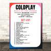 Coldplay - Concert Setlist Gig Poster Print Canvas Retro Blue - Croke Park Dublin Ireland - Sept 2nd 2024