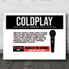 Coldplay - Concert Setlist Gig Poster Print Canvas Black Red Mic - Croke Park Dublin Ireland - Sept 2nd 2024