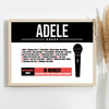 Adele - Concert Setlist Poster Print Canvas Black Red Mic - Sonderfreifläche Messe - Aug 24th 2024