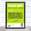 Taylor Swift - Concert Setlist Gig Poster Print Canvas Bright Green - Wembley London England - Aug 20 2024