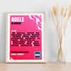Adele - Concert Setlist Poster Print Canvas Bright Pink - Sonderfreifläche Messe - Aug 24th 2024