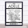 Adele - Concert Setlist Poster Print Canvas - Adele at Sonderfreifläche Messe - Munich, Germany - August 3rd 2024