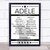 Adele - Concert Setlist Poster Print Canvas - The Colosseum - Caesars Palace, Las Vegas, NV, USA - 15th November 2024