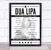 Dua Lipa - Concert Setlist Poster Print Canvas - M&S Bank Arena, Liverpool, England - April 29th 2022