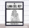 Lana Del Rey - Concert Setlist Poster Print Canvas - Roundhouse, London, England - September 25th 2012