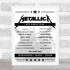 Metallica - Concert Setlist Poster Print Canvas - Olympiastadion, Helsinki, Finland - June 9th 2024