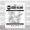 Robbie Williams - Concert Setlist Poster Print Canvas - AO Arena, Manchester, England - 19th October 2022