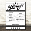 The Darkness - Concert Setlist Poster Print Canvas - Cardiff International Arena, Cardiff, Wales - 28th January 2023