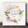 Joe Cocker You Are So Beautiful Peach Floral Wreath Square Music Song Lyric Art Print