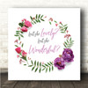 Stevie Wonder Isn't She Lovely Purple Floral Wreath Square Music Song Lyric Wall Art Print