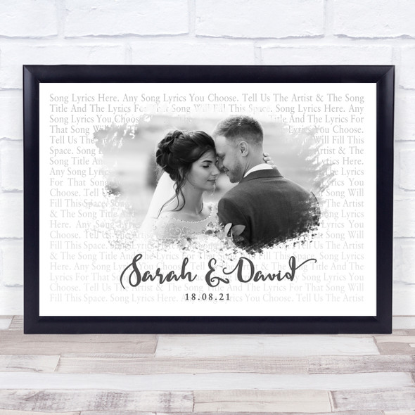 Band of Heathens Landscape Smudge White Grey Wedding Photo Any Song Lyrics Custom Wall Art Music Lyrics Poster Print, Framed Print Or Canvas