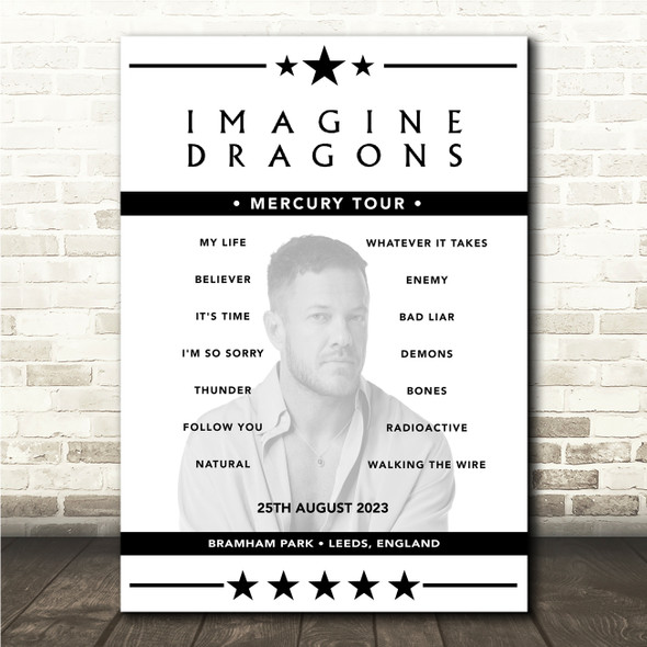 Imagine Dragons - Concert Setlist Poster Print Canvas - Bramham Park, Leeds, England - August 25th 2023