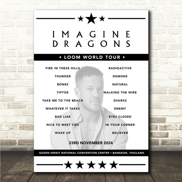 Imagine Dragons - Concert Setlist Poster Print Canvas - Queen Sirikit National Convention Center, Bangkok, Thailand - November 23rd 2024