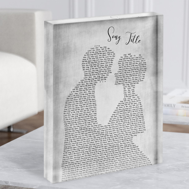 Grey Man & Lady Any Song Lyric Acrylic Block