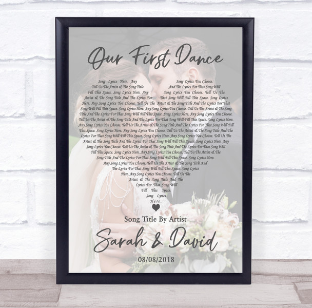 Jack's Mannequin Full Page Portrait Photo First Dance Wedding Any Song Lyrics Custom Wall Art Music Lyrics Poster Print, Framed Print Or Canvas