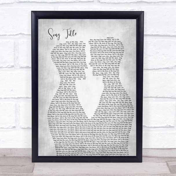 Any Song Lyrics Custom Two Men Gay Couple Wedding Grey Song Lyric Print