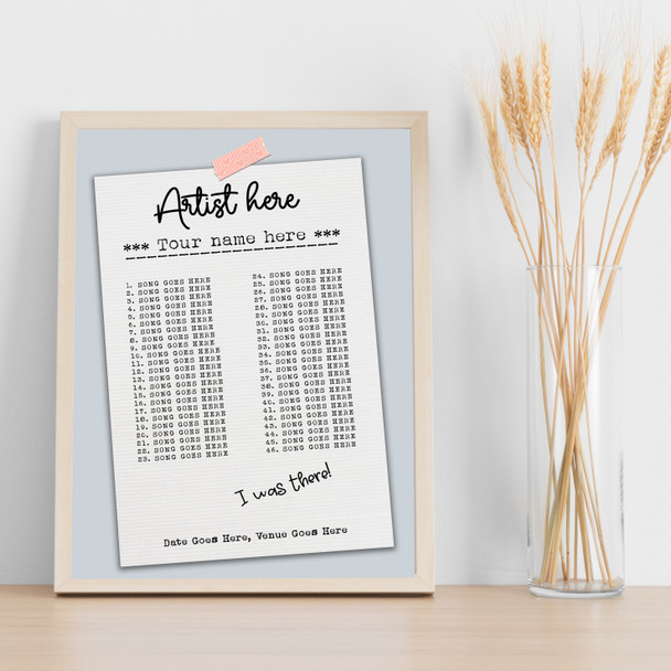 Concert Setlist Poster Print Canvas Vintage Paper - Any Artist, Date, Gig, Venue