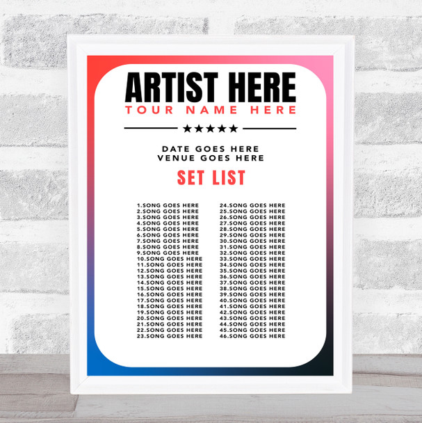 Concert Setlist Poster Print Canvas Retro Blue - Any Artist, Date, Gig, Venue