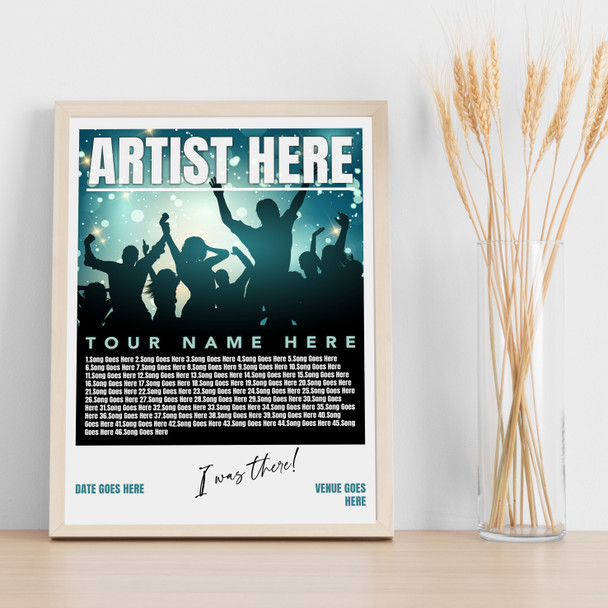 Concert Setlist Poster Print Canvas Green Concert - Any Artist, Date, Gig, Venue
