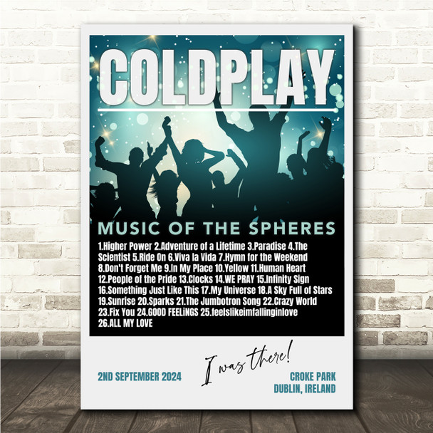 Concert Setlist Poster Print Canvas Green Concert - Any Artist, Date, Gig, Venue