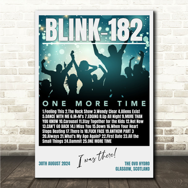 Concert Setlist Poster Print Canvas Green Concert - Any Artist, Date, Gig, Venue