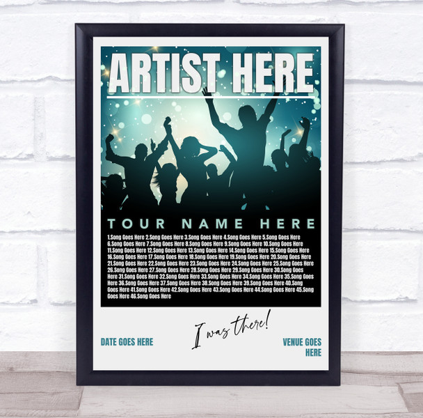 Concert Setlist Poster Print Canvas Green Concert - Any Artist, Date, Gig, Venue