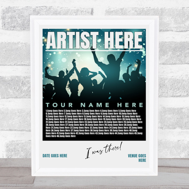 Concert Setlist Poster Print Canvas Green Concert - Any Artist, Date, Gig, Venue