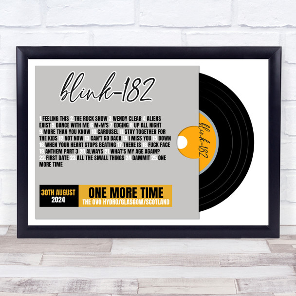 Blink-182 - Concert Setlist Gig Poster Print Canvas Vinyl Grey - The OVO Hydro Glasgow Scotland - Aug 30th 2024