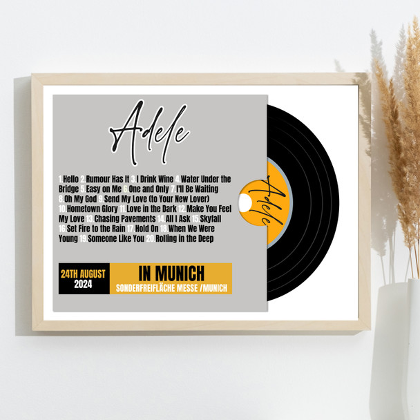 Adele - Concert Setlist Poster Print Canvas Vinyl Grey - Sonderfreifläche Messe - Aug 24th 2024