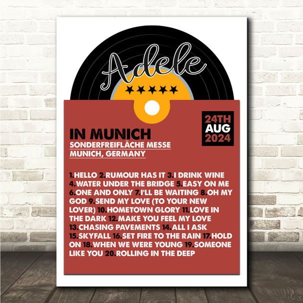 Adele - Concert Setlist Poster Print Canvas Vinyl Record - Sonderfreifläche Messe - Aug 24th 2024