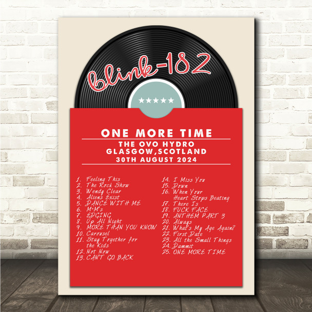 Blink-182 - Concert Setlist Gig Poster Print Canvas Vintage Vinyl - The OVO Hydro Glasgow Scotland - Aug 30th 2024