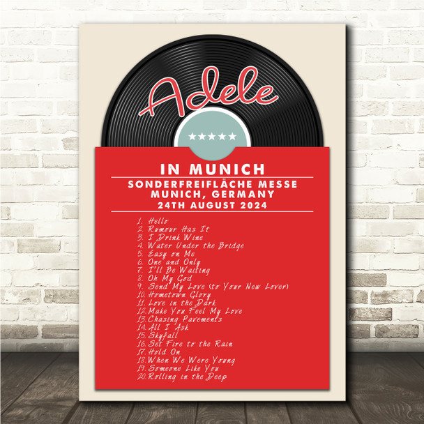 Adele - Concert Setlist Poster Print Canvas Vintage Vinyl - Sonderfreifläche Messe - Aug 24th 2024