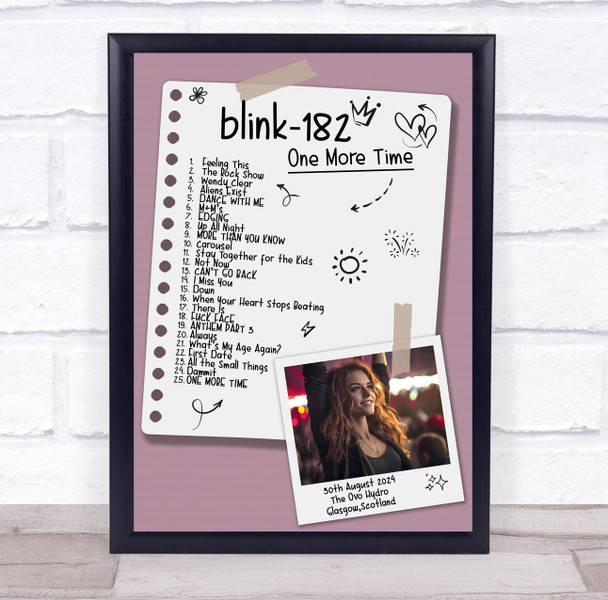 Blink-182 - Concert Setlist Gig Poster Print Canvas Doodle Photo - The OVO Hydro Glasgow Scotland - Aug 30th 2024