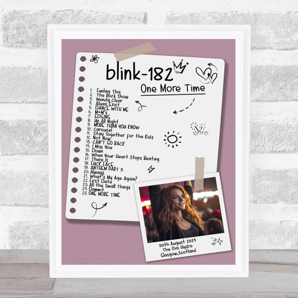 Blink-182 - Concert Setlist Gig Poster Print Canvas Doodle Photo - The OVO Hydro Glasgow Scotland - Aug 30th 2024