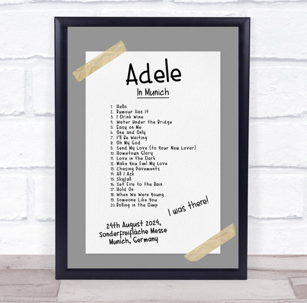 Adele - Concert Setlist Poster Print Canvas Grey Tape - Sonderfreifläche Messe - Aug 24th 2024