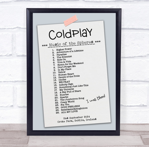Coldplay - Concert Setlist Gig Poster Print Canvas Vintage Paper - Croke Park Dublin Ireland - Sept 2nd 2024