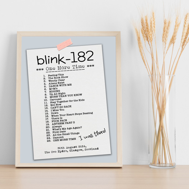 Blink-182 - Concert Setlist Gig Poster Print Canvas Vintage Paper - The OVO Hydro Glasgow Scotland - Aug 30th 2024