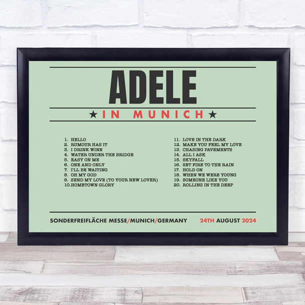 Adele - Concert Setlist Poster Print Canvas Green Landscape - Sonderfreifläche Messe - Aug 24th 2024